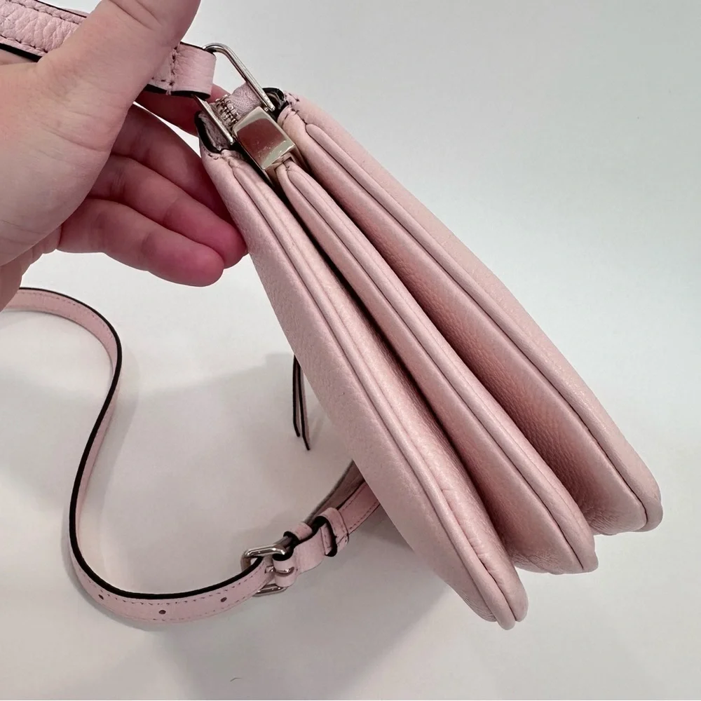 NEW Kate Spade Jackson Triple Gusset Leather Crossbody Bag Peach Puff Pink